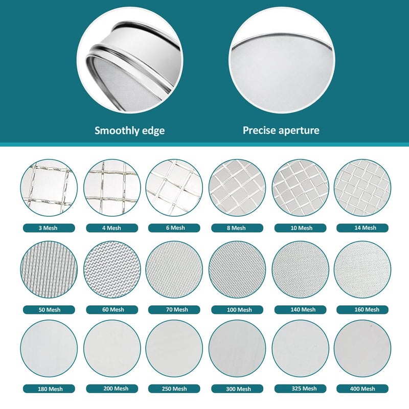 LVDALAB 304 Stainless Steel Lab Sieve Screen Mesh, 50 Mesh (0.355mm) Aperture Test Sieve, 12Inch(30cm) Diameter Economy Standard Analysis Sample Test Sieves for Industrial Laboratory Homes - Image 3